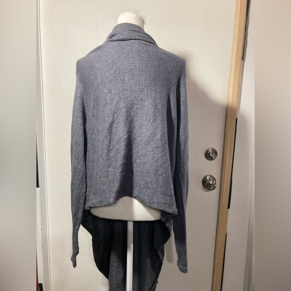 Ruti Cozy Up Wrap Open Cardigan Cotton/Linen Tapered Hem Line Grey One Size - Picture 4 of 11